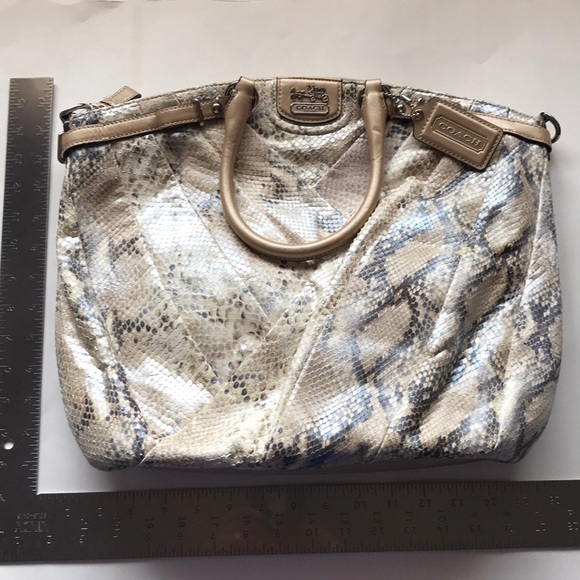 Coach Madison Diagonal Snakeskin Pattern Purse - Picture 1 of 6